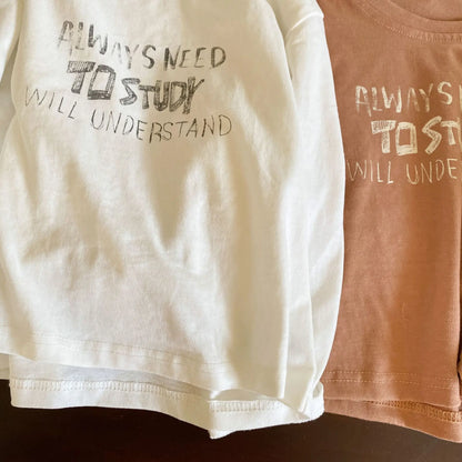 長袖Tシャツ キッズトップス 長袖Tシャツ レターロゴプリント 2カラー【mh0006155】