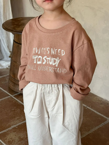 長袖Tシャツ キッズトップス 長袖Tシャツ レターロゴプリント 2カラー【mh0006155】