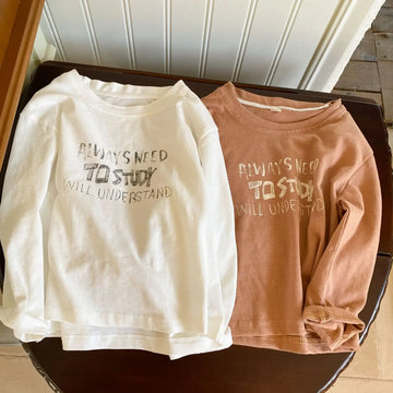 長袖Tシャツ キッズトップス 長袖Tシャツ レターロゴプリント 2カラー【mh0006155】