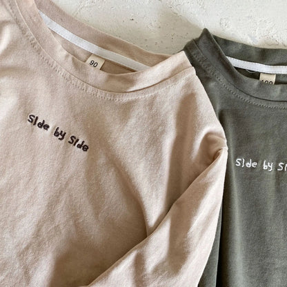 長袖Tシャツ キッズトップス 長袖Tシャツ レターロゴ刺繍ワンポイント 2カラー【mh0006159】