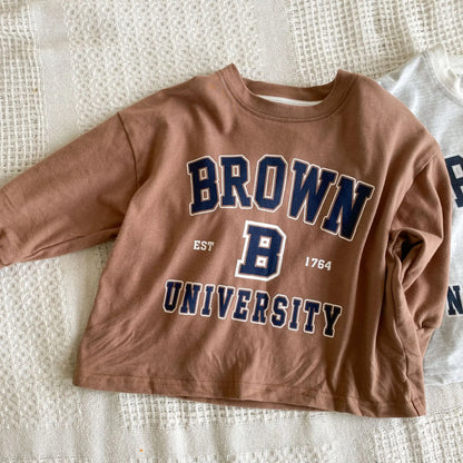 長袖Tシャツ キッズトップス 長袖アメカジプリントTシャツ レターロゴ2カラー【mh0006687】