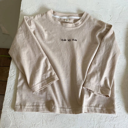 長袖Tシャツ キッズトップス 長袖レターロゴワンポイントプリントTシャツ 2カラー【mh0006703】