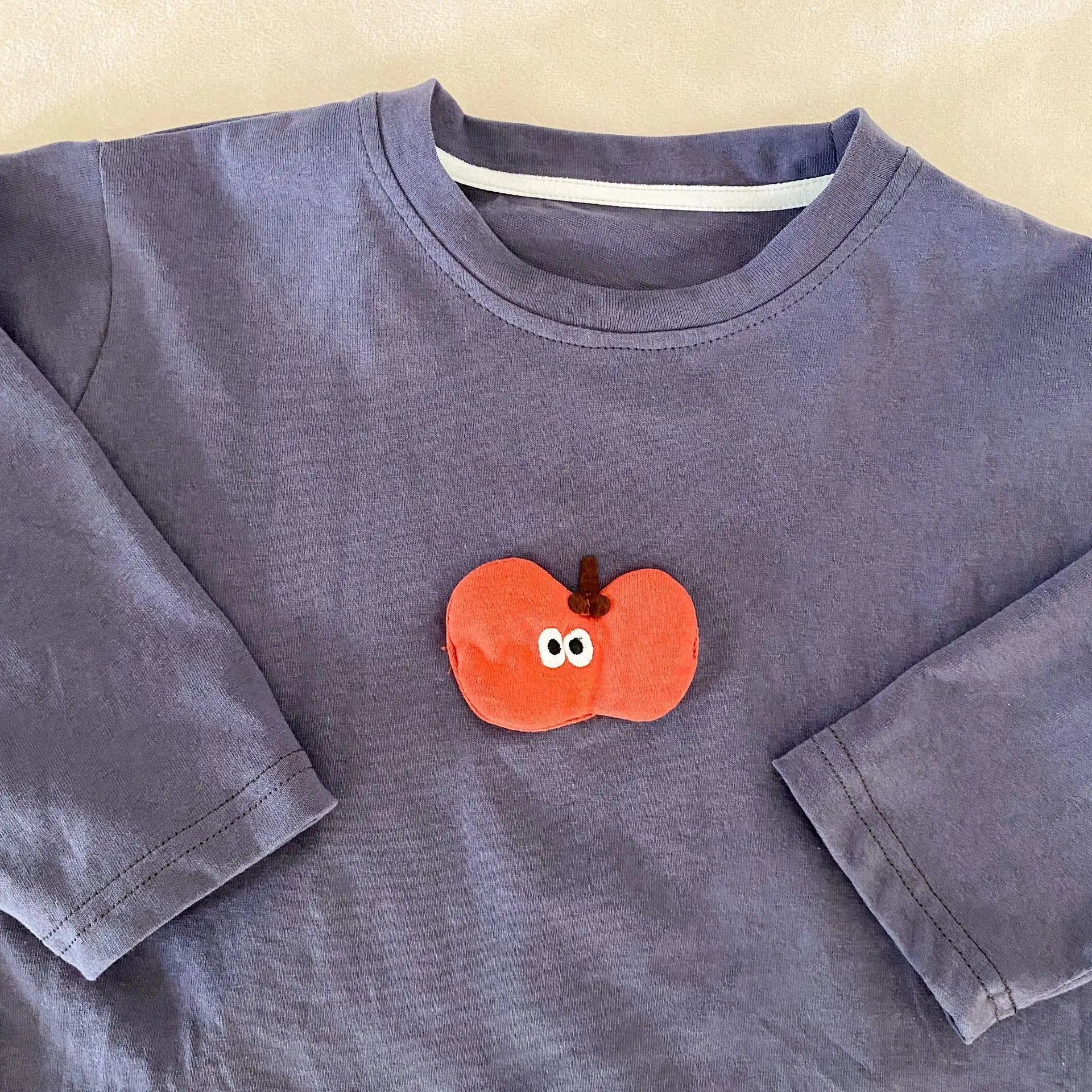 長袖Tシャツ キッズトップス りんご/ぶどうアップリケ長袖Tシャツ【mh-0008784】