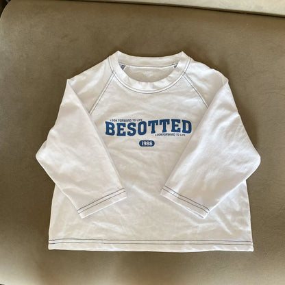 長袖Tシャツ キッズトップス レターロゴプリント長袖Tシャツ【mh0008062】