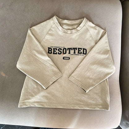 長袖Tシャツ キッズトップス レターロゴプリント長袖Tシャツ【mh0008062】