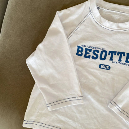 長袖Tシャツ キッズトップス レターロゴプリント長袖Tシャツ【mh0008062】