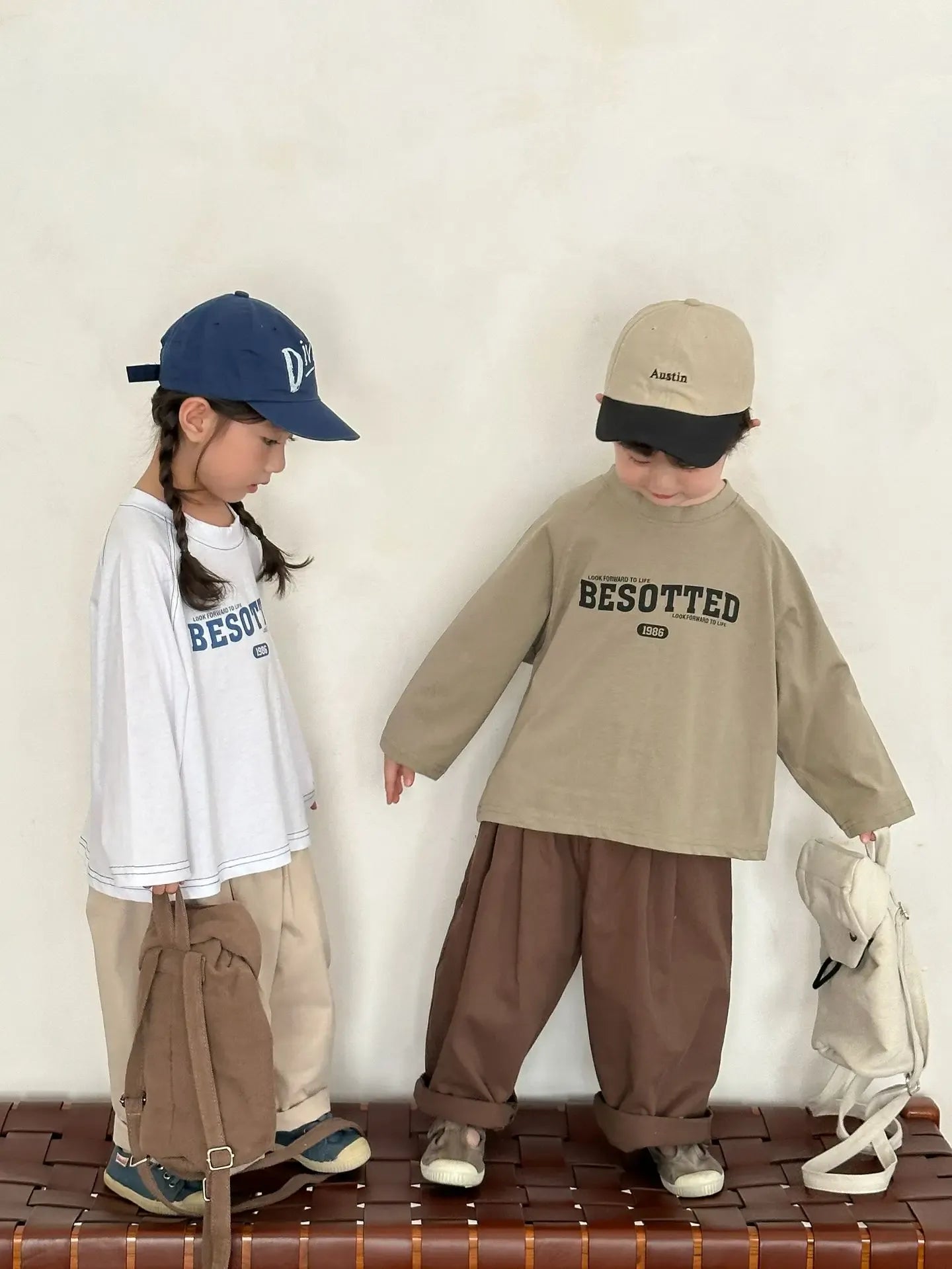 長袖Tシャツ キッズトップス レターロゴプリント長袖Tシャツ【mh0008062】