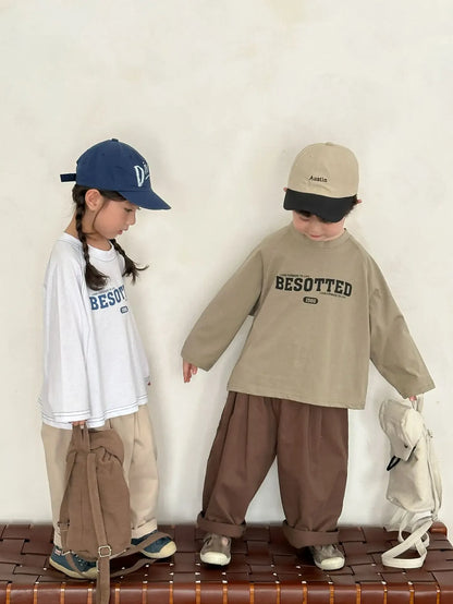 長袖Tシャツ キッズトップス レターロゴプリント長袖Tシャツ【mh0008062】