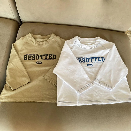 長袖Tシャツ キッズトップス レターロゴプリント長袖Tシャツ【mh0008062】