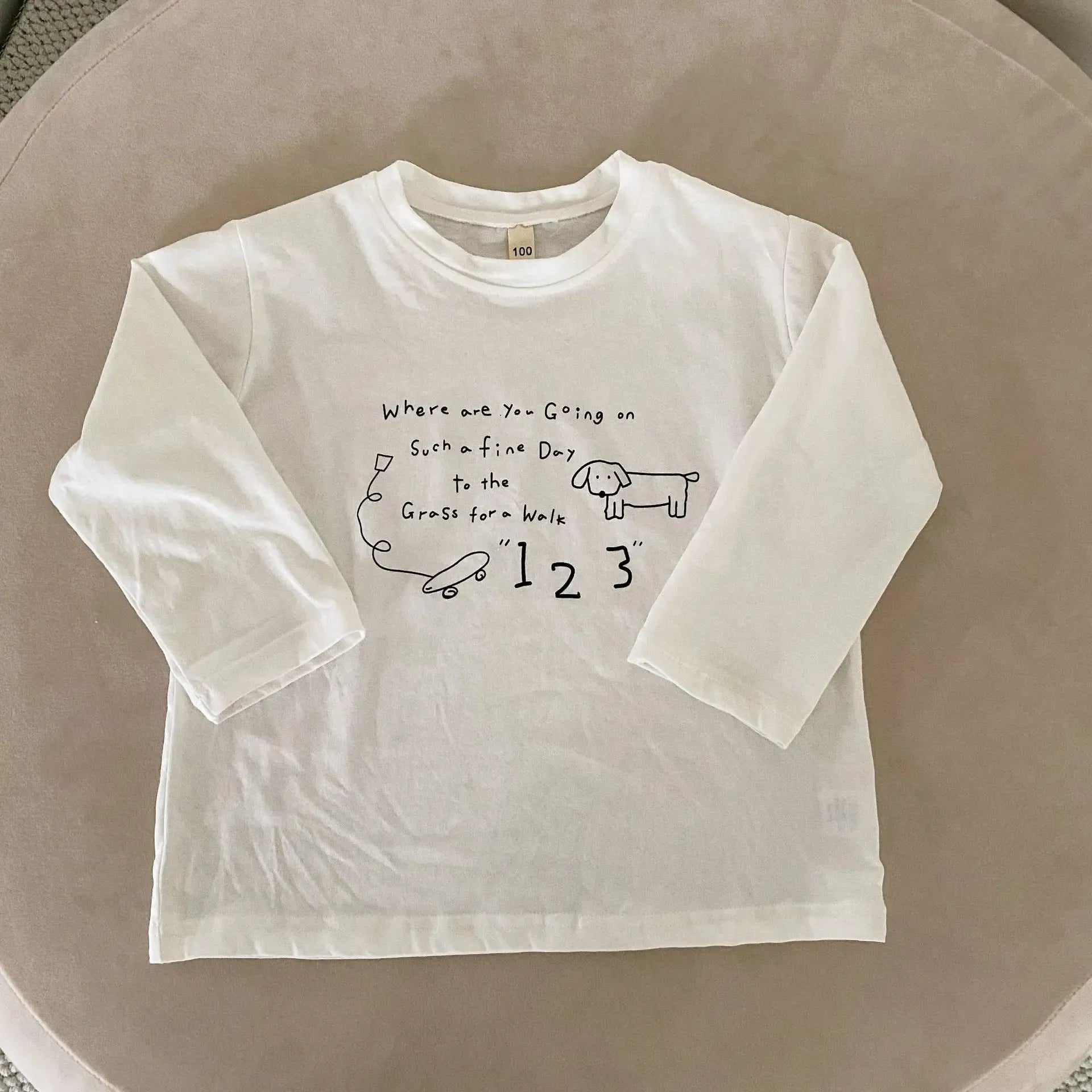 長袖Tシャツ キッズトップス 犬ドッグレターロゴプリント長袖Tシャツ【mh0008513】