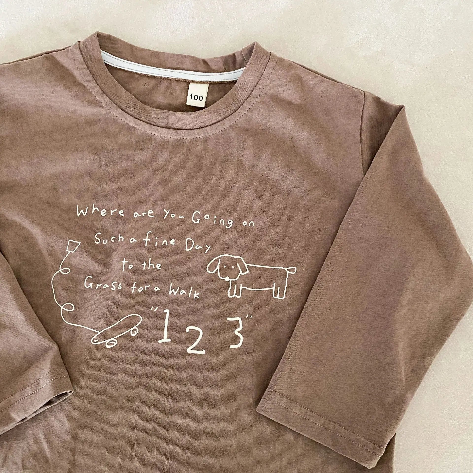 長袖Tシャツ キッズトップス 犬ドッグレターロゴプリント長袖Tシャツ【mh0008513】