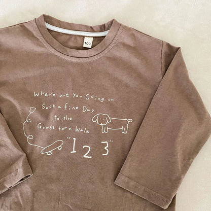 長袖Tシャツ キッズトップス 犬ドッグレターロゴプリント長袖Tシャツ【mh0008513】
