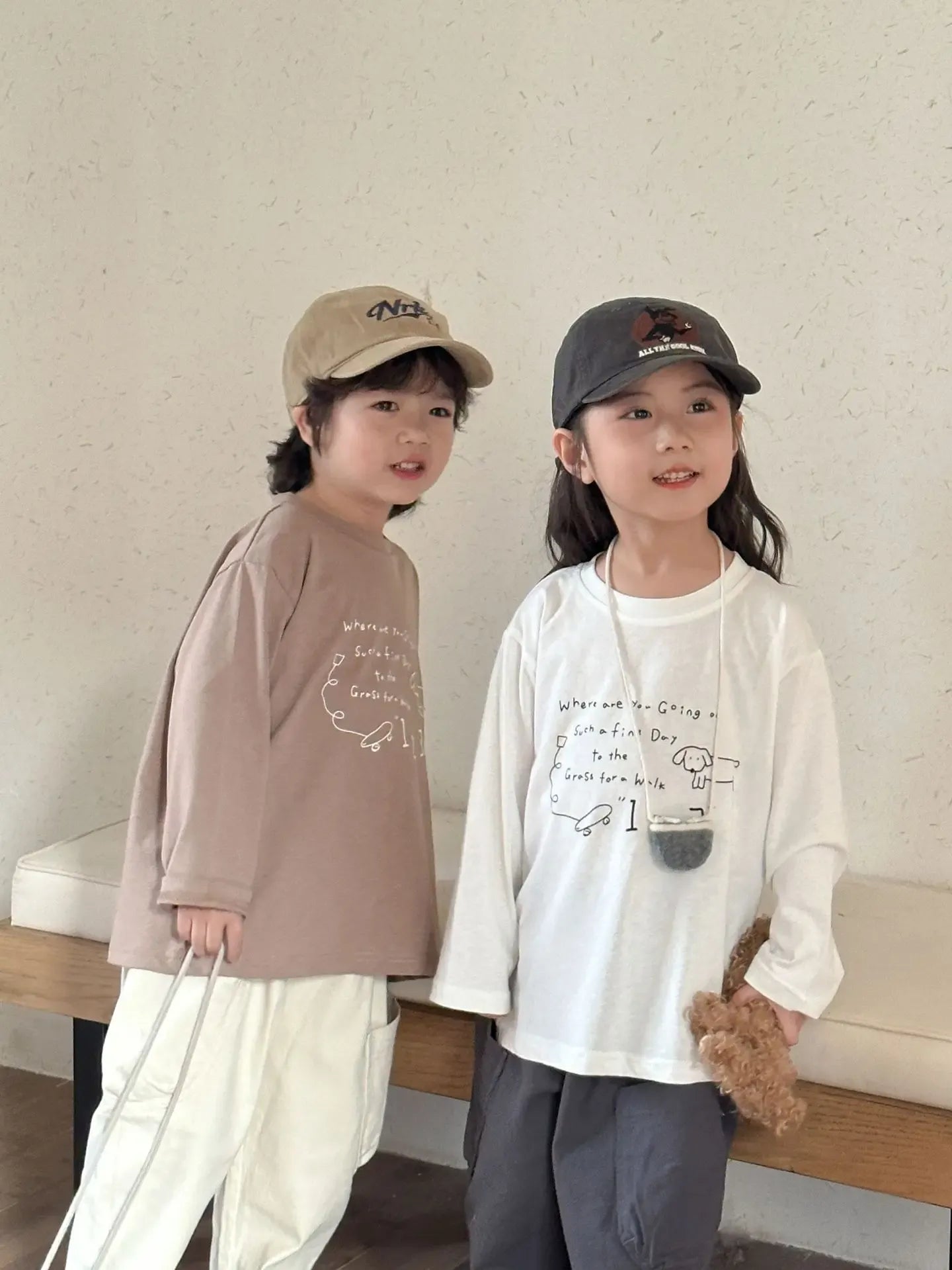 長袖Tシャツ キッズトップス 犬ドッグレターロゴプリント長袖Tシャツ【mh0008513】