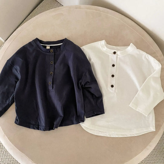 長袖Tシャツ キッズトップス ヘンリーネックシンプル長袖Tシャツ【mh0008594】