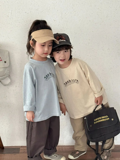 長袖Tシャツ キッズトップス グラフィティロゴプリント長袖Tシャツ【mh0008783】