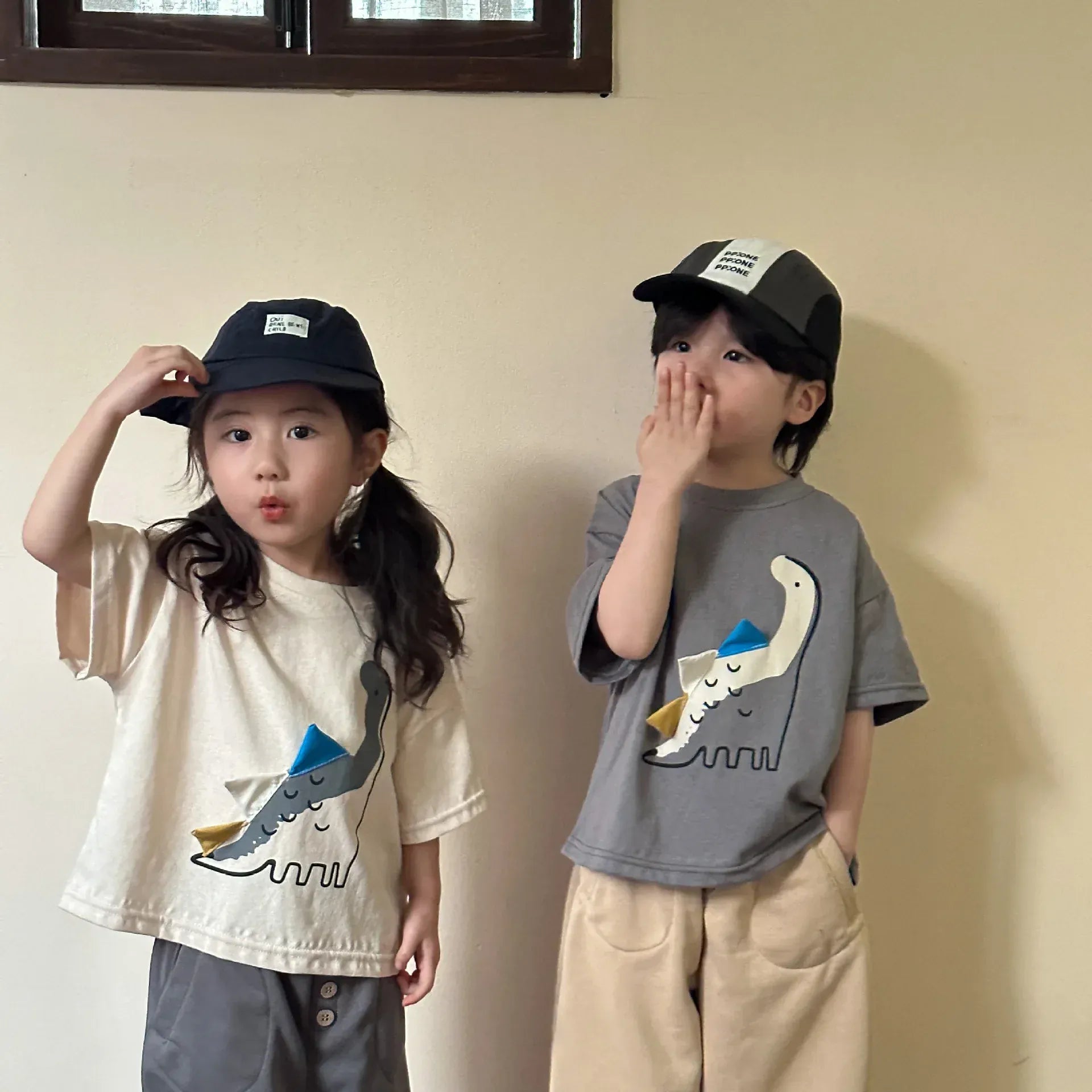 半袖Tシャツ キッズトップス 恐竜ダイナソーアップリケ半袖Tシャツ【mh0008849】