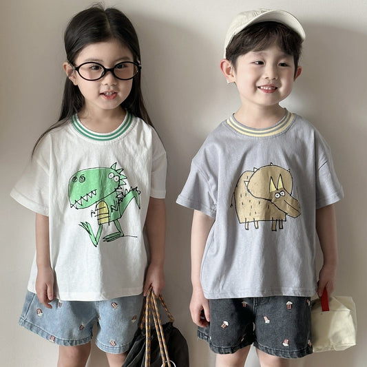 半袖Tシャツ 恐竜ダイナソープリント尻尾付き半袖Tシャツ【mh0009828】