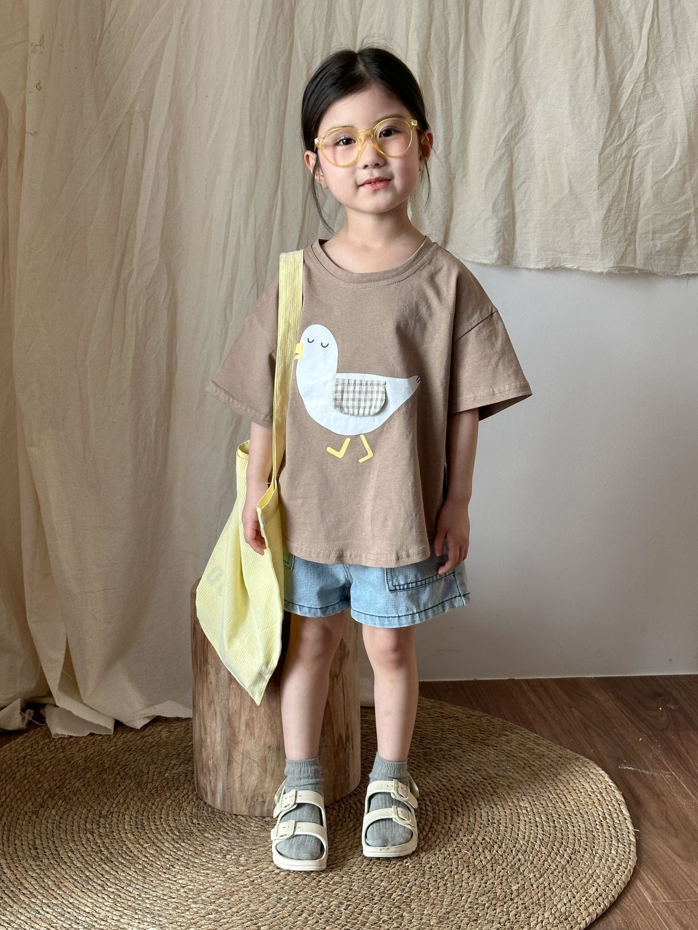 半袖Tシャツ 鳥/クジラプリント半袖Tシャツ【mh0010183】