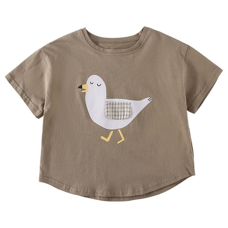 半袖Tシャツ 鳥/クジラプリント半袖Tシャツ【mh0010183】