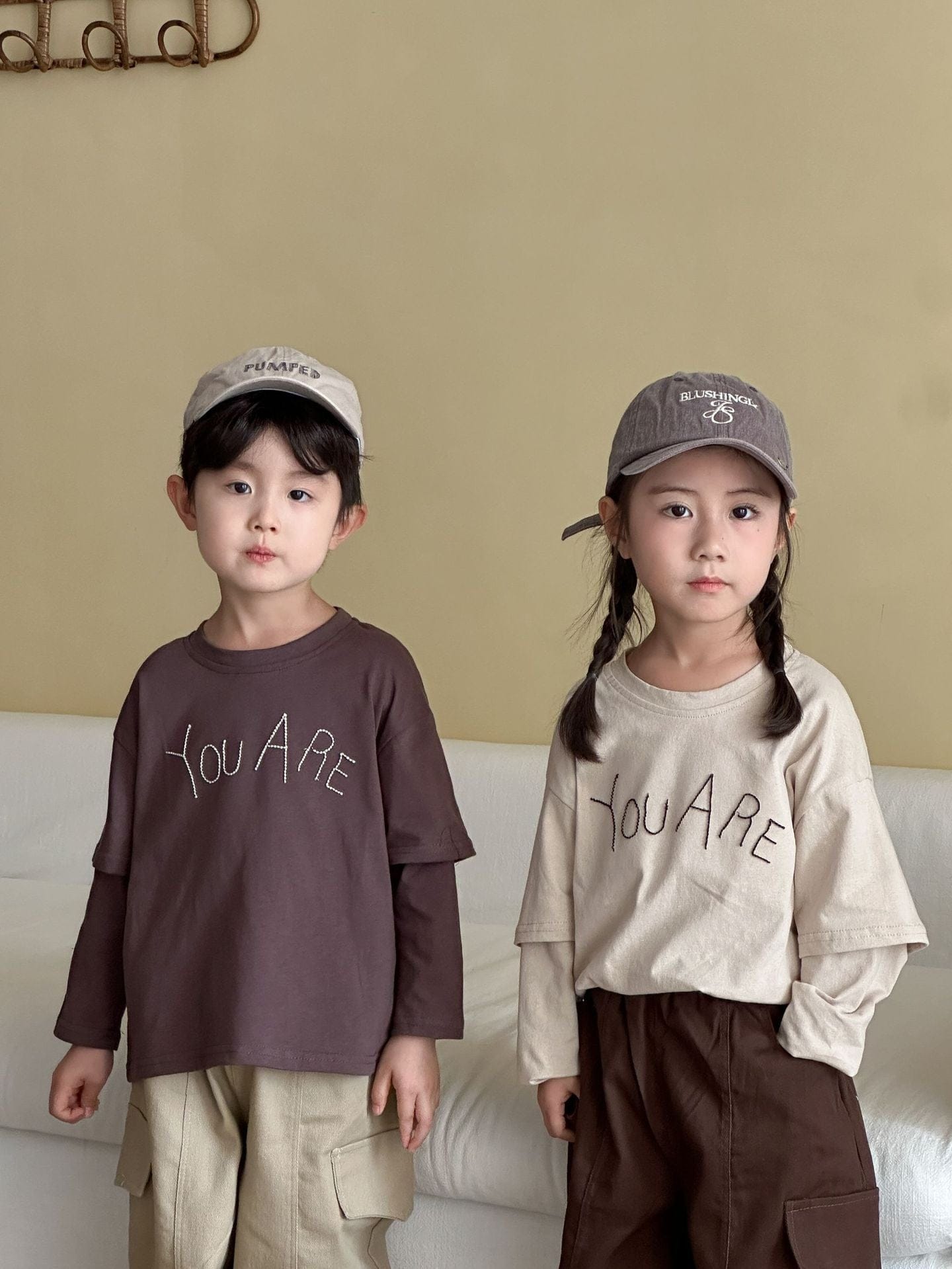 長袖Tシャツ レターロゴ刺繍ドッキング長袖Tシャツ【mh0010486】