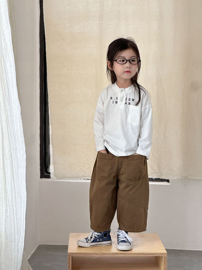 長袖Tシャツ レターロゴヘンリーネック長袖Tシャツ【mh0010487】