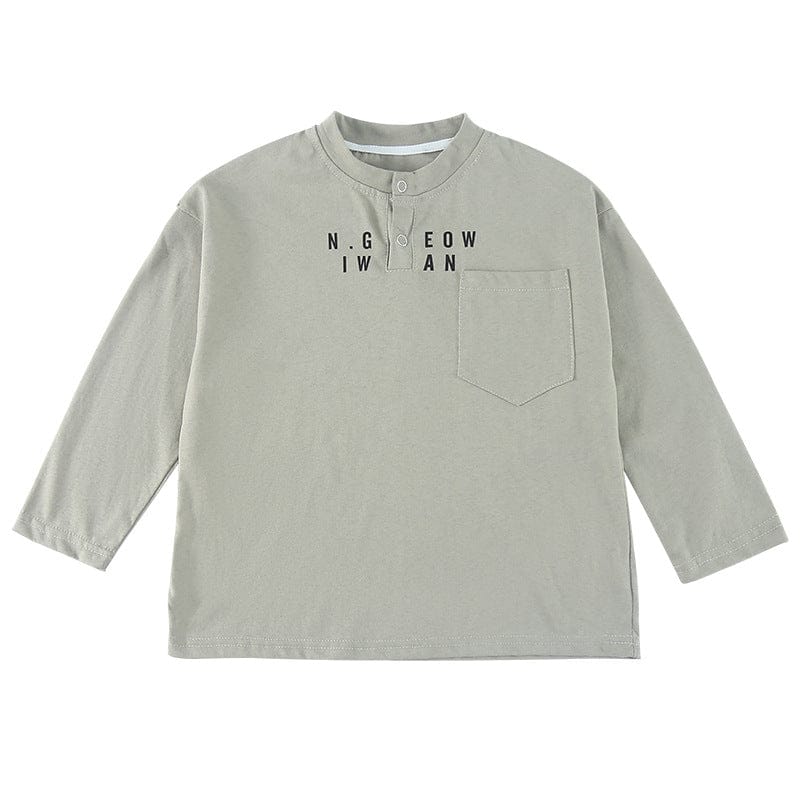 長袖Tシャツ レターロゴヘンリーネック長袖Tシャツ【mh0010487】