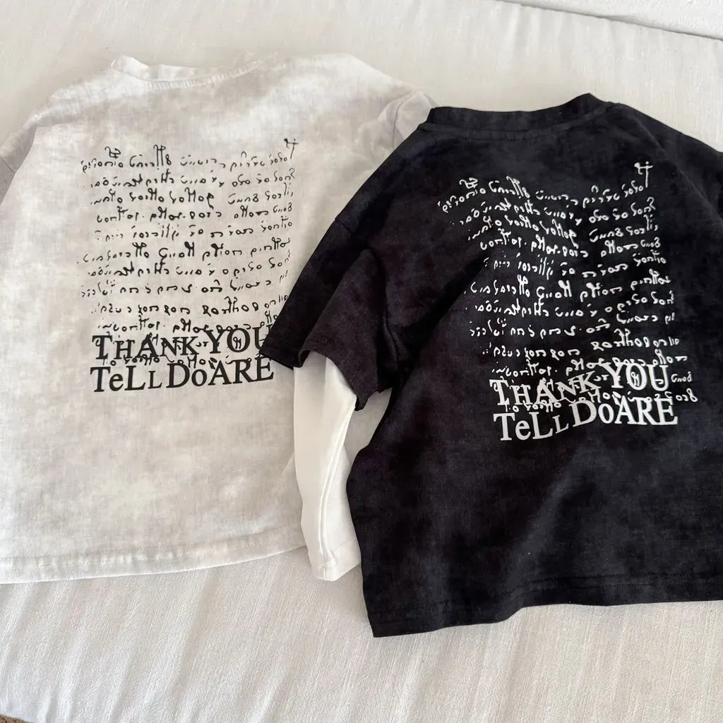 長袖Tシャツ レタリングプリントフェイクレイヤード長袖Tシャツ【mh0011244】