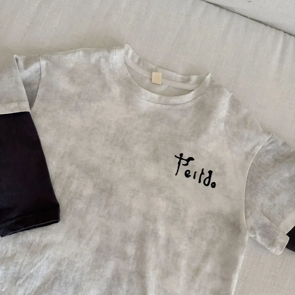 長袖Tシャツ レタリングプリントフェイクレイヤード長袖Tシャツ【mh0011244】