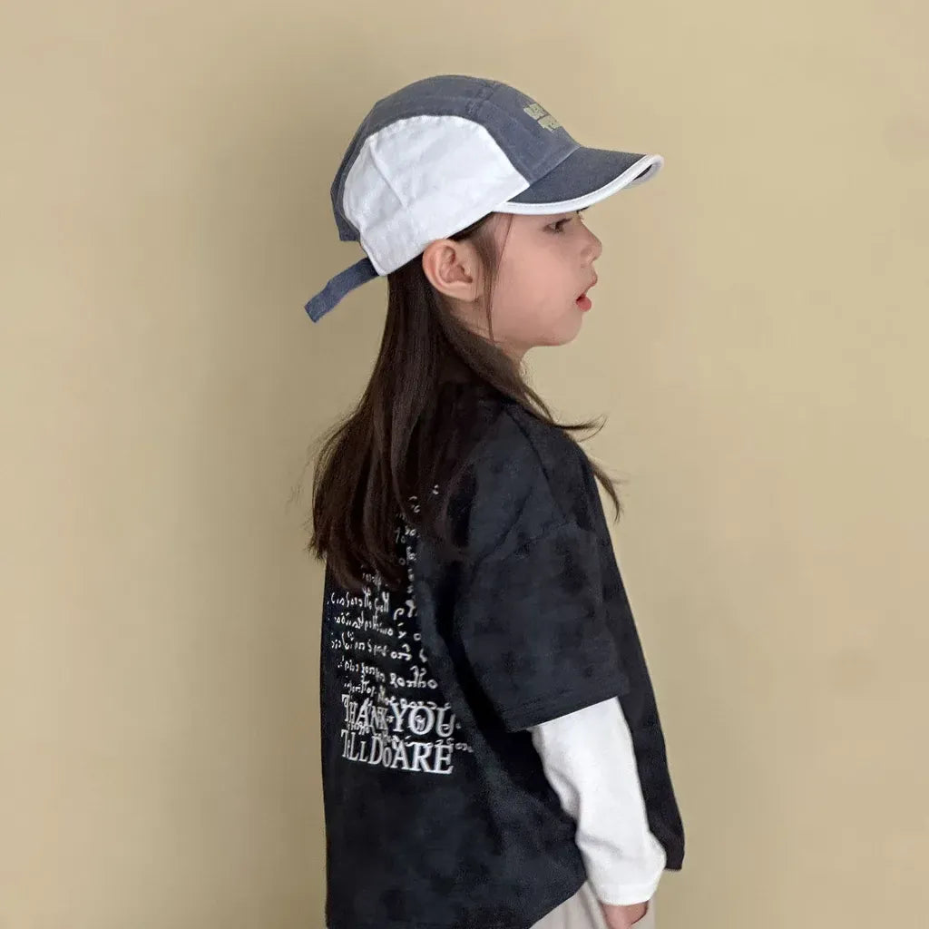 長袖Tシャツ レタリングプリントフェイクレイヤード長袖Tシャツ【mh0011244】