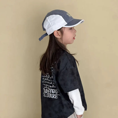 長袖Tシャツ レタリングプリントフェイクレイヤード長袖Tシャツ【mh0011244】