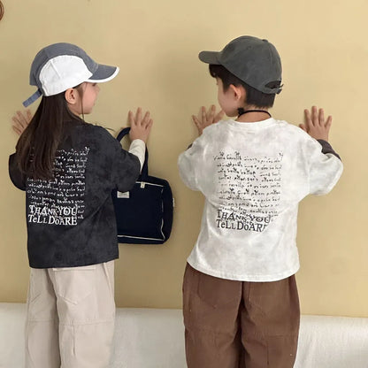 長袖Tシャツ レタリングプリントフェイクレイヤード長袖Tシャツ【mh0011244】