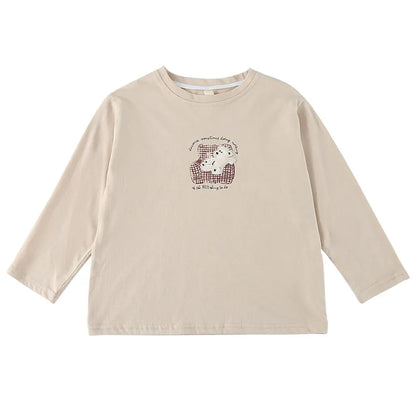 長袖Tシャツ ケーキ/ソファーベアくま刺繍長袖Tシャツ【mh0011245】