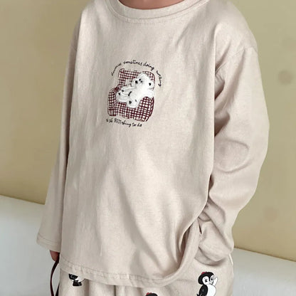 長袖Tシャツ ケーキ/ソファーベアくま刺繍長袖Tシャツ【mh0011245】