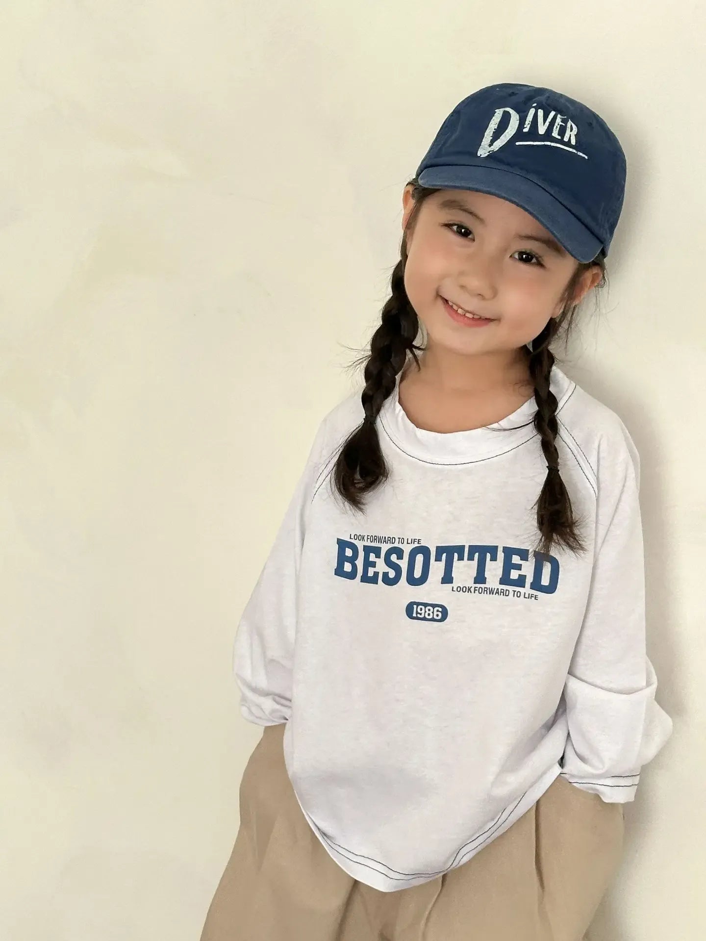 長袖Tシャツ White / 80cm 12M キッズトップス レターロゴプリント長袖Tシャツ【mh0008062】