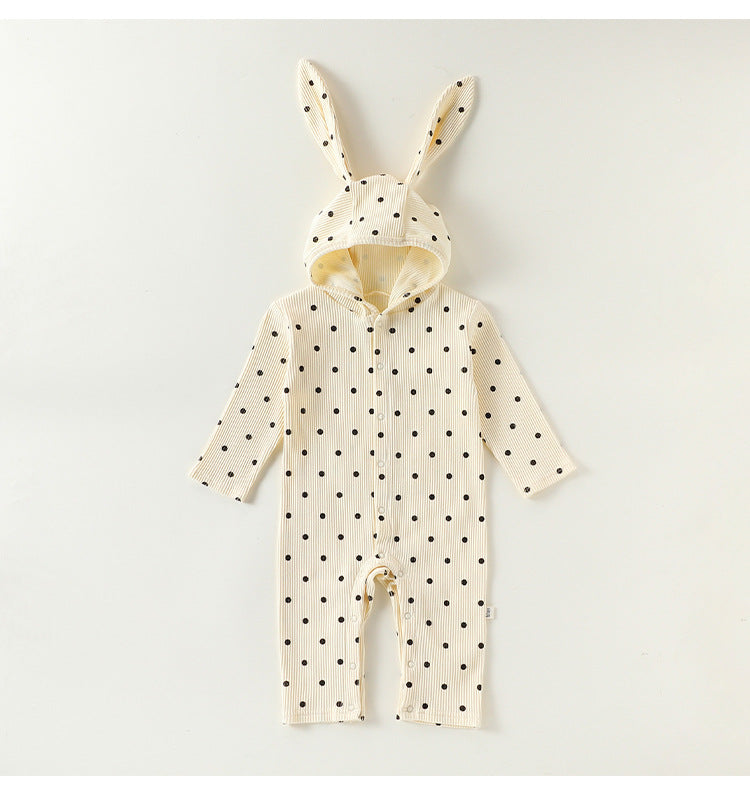 Rabbit Ear Hooded Cotton Romper ウサギ耳 フード付 ロンパース【mh0012322】 Beige / 66cm Beitaoya