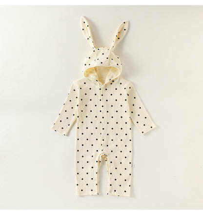Rabbit Ear Hooded Cotton Romper ウサギ耳 フード付 ロンパース【mh0012322】 Beige / 66cm Beitaoya
