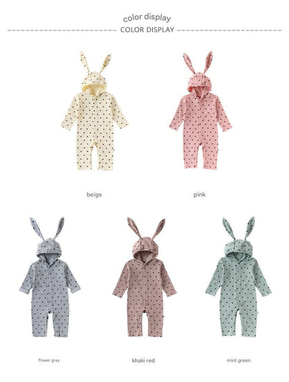 Rabbit Ear Hooded Cotton Romper ウサギ耳 フード付 ロンパース【mh0012322】 Beitaoya