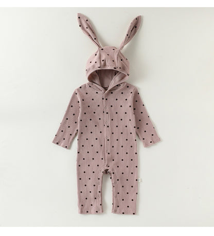 Rabbit Ear Hooded Cotton Romper ウサギ耳 フード付 ロンパース【mh0012322】 Khaki / 66cm Beitaoya