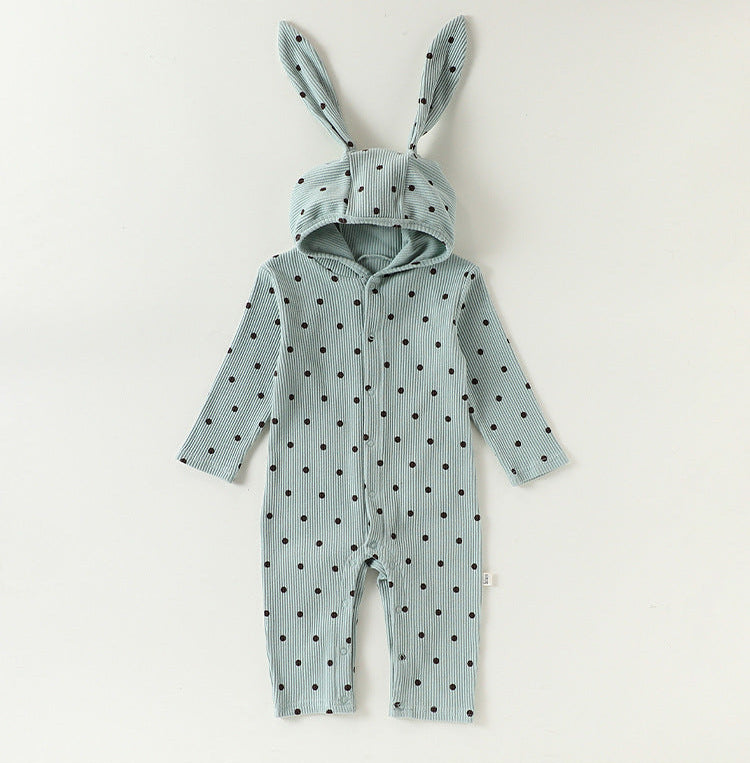 Rabbit Ear Hooded Cotton Romper ウサギ耳 フード付 ロンパース【mh0012322】 Mint Green / 66cm Beitaoya