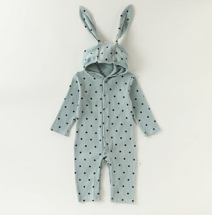 Rabbit Ear Hooded Cotton Romper ウサギ耳 フード付 ロンパース【mh0012322】 Mint Green / 66cm Beitaoya