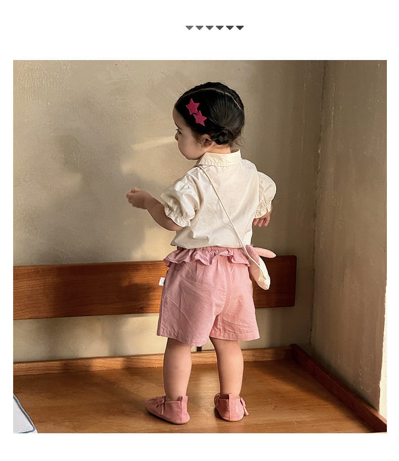 Rabbit Embroidery Set 半袖シャツ フリルハーフパンツ セット【mh0012854】 ABNN 半袖セットアップ