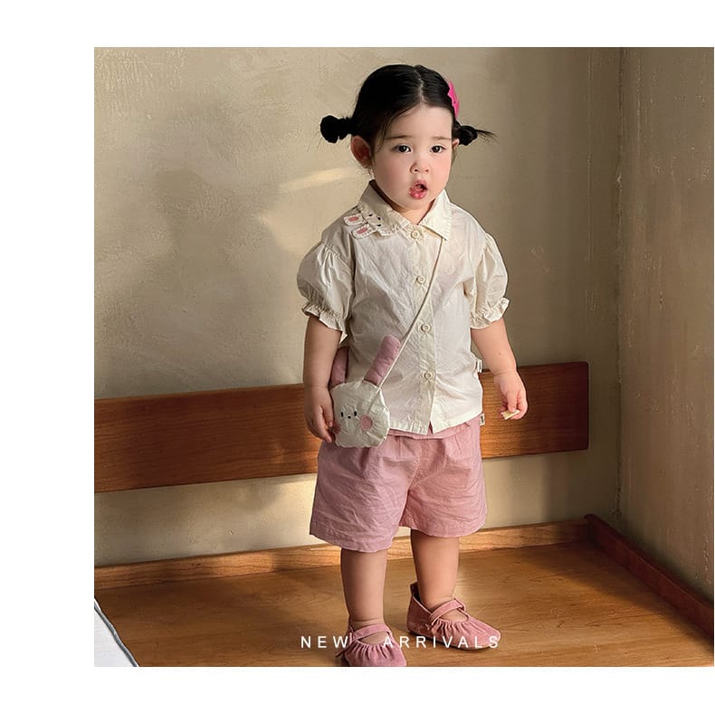 Rabbit Embroidery Set 半袖シャツ フリルハーフパンツ セット【mh0012854】 ABNN 半袖セットアップ
