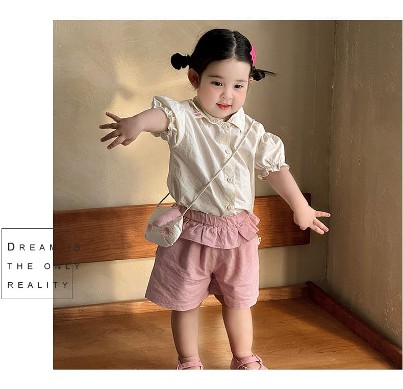 Rabbit Embroidery Set 半袖シャツ フリルハーフパンツ セット【mh0012854】 ABNN 半袖セットアップ
