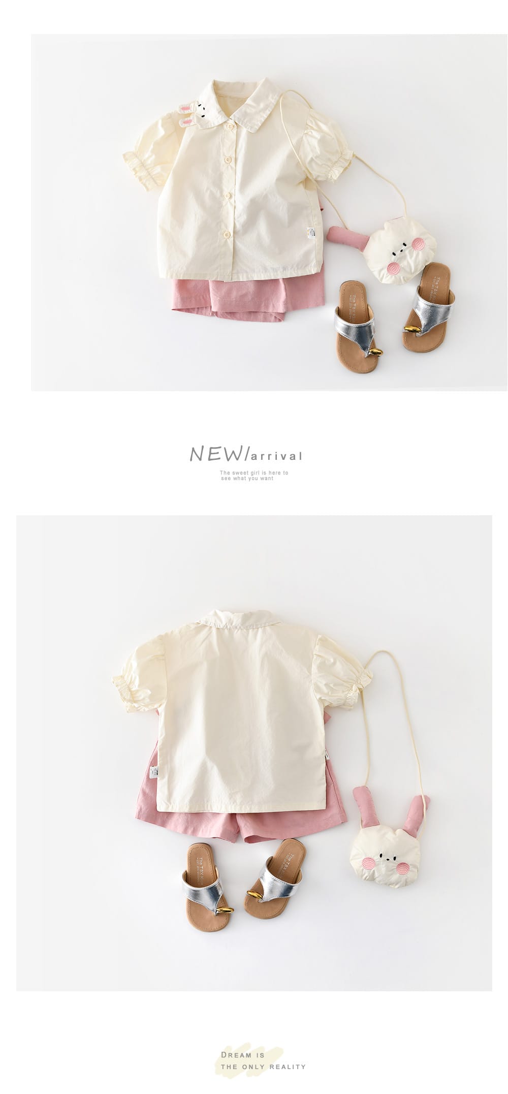 Rabbit Embroidery Set 半袖シャツ フリルハーフパンツ セット【mh0012854】 ABNN 半袖セットアップ