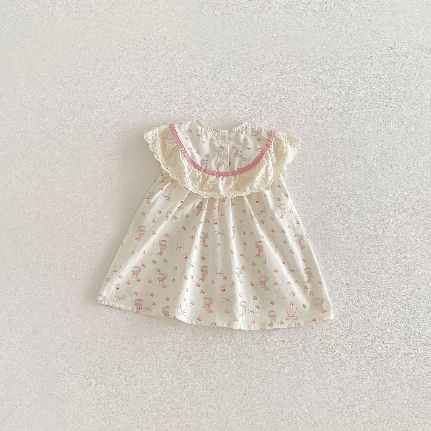 Rabbit Floral Lace Collar Dress ウサギ 花柄 レース襟 ノースリーブ ワンピース【mh0012711】 angou ノースリーブワンピース