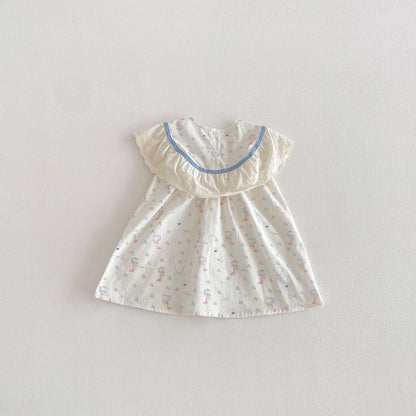Rabbit Floral Lace Collar Dress ウサギ 花柄 レース襟 ノースリーブ ワンピース【mh0012711】 angou ノースリーブワンピース