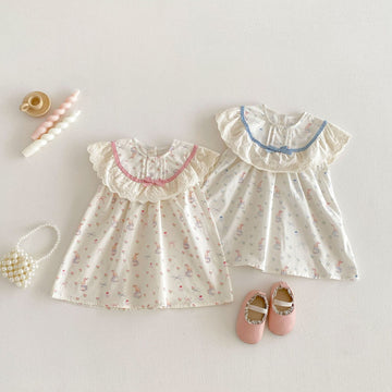 Rabbit Floral Lace Collar Dress ウサギ 花柄 レース襟 ノースリーブ ワンピース【mh0012711】 angou ノースリーブワンピース