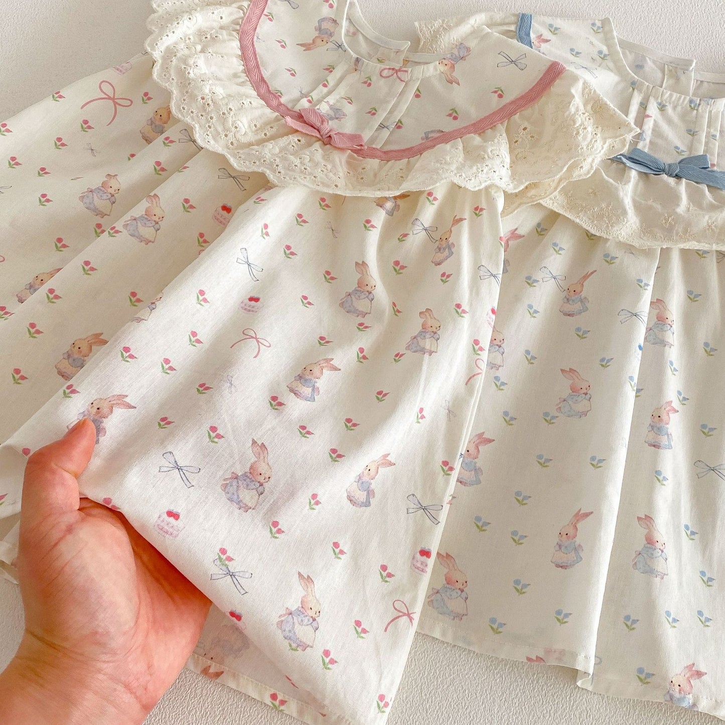 Rabbit Floral Lace Collar Dress ウサギ 花柄 レース襟 ノースリーブ ワンピース【mh0012711】 angou ノースリーブワンピース