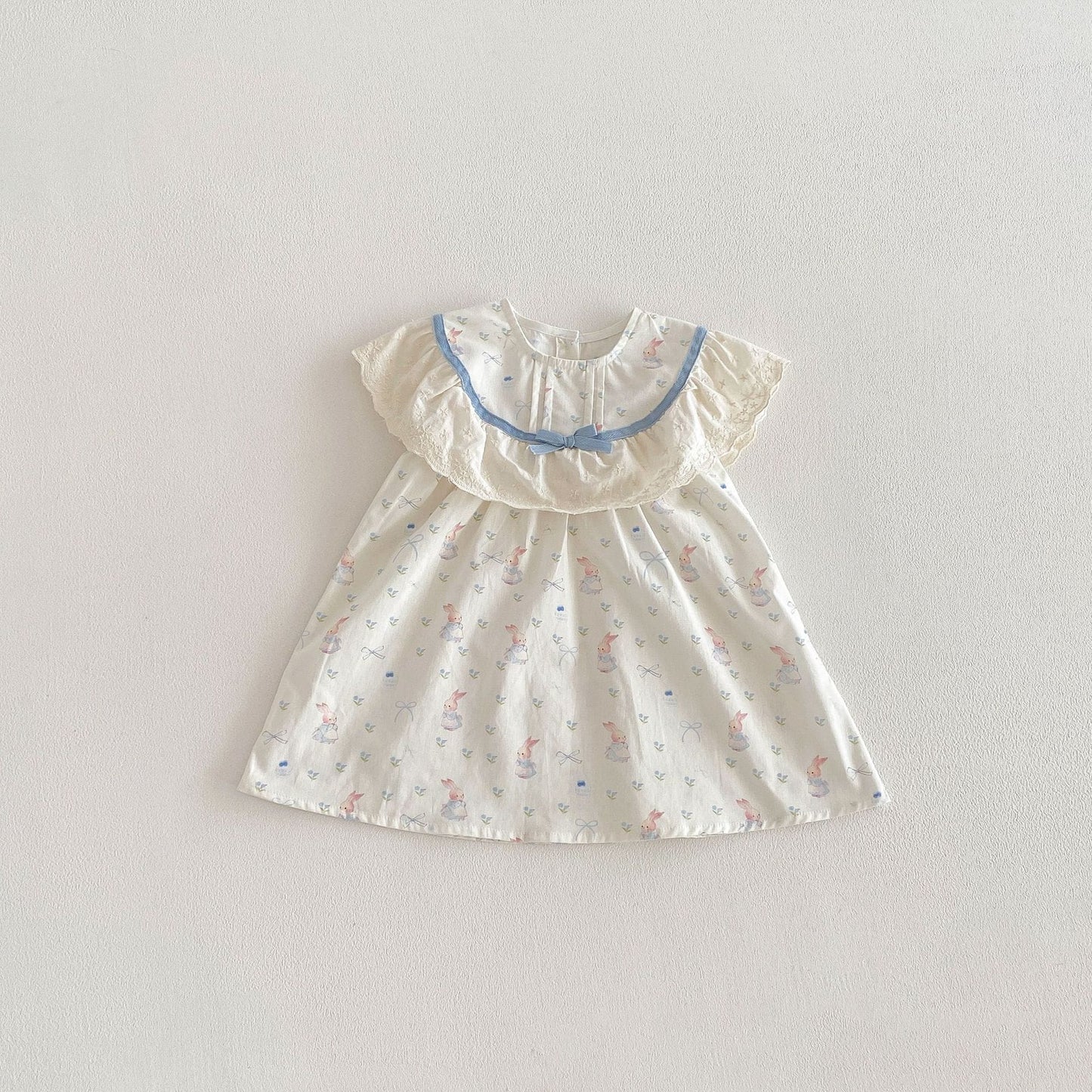 Rabbit Floral Lace Collar Dress ウサギ 花柄 レース襟 ノースリーブ ワンピース【mh0012711】 Blue / 80cm angou ノースリーブワンピース