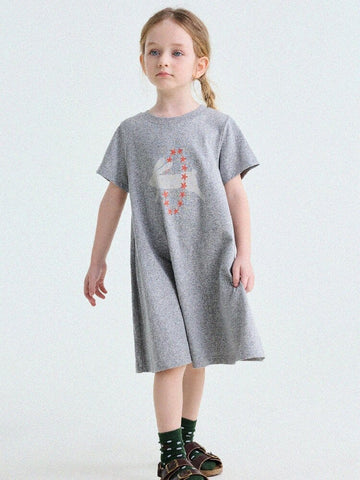 Rabbit Print A-line T-shirt Dress Aライン 半袖ワンピース【mh0013189】 yunerma 半袖ワンピース